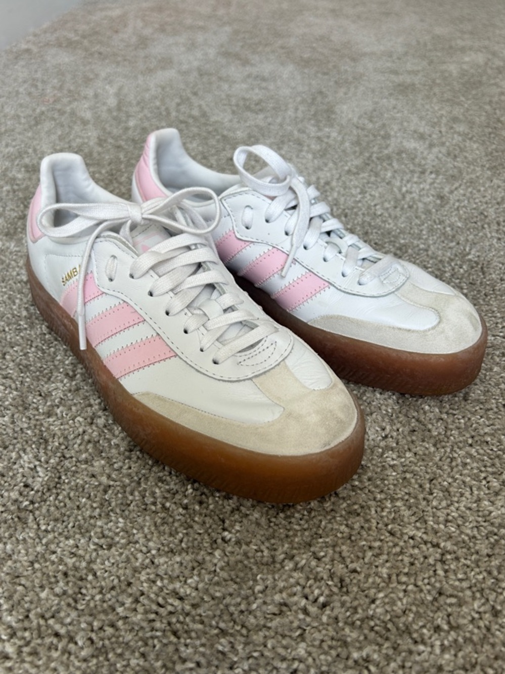 Adidas White and Pink Sambas size 7 IN KIDS - Picture 2 of 5